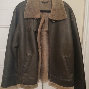 Men's Brown Shearling Leather Jacket